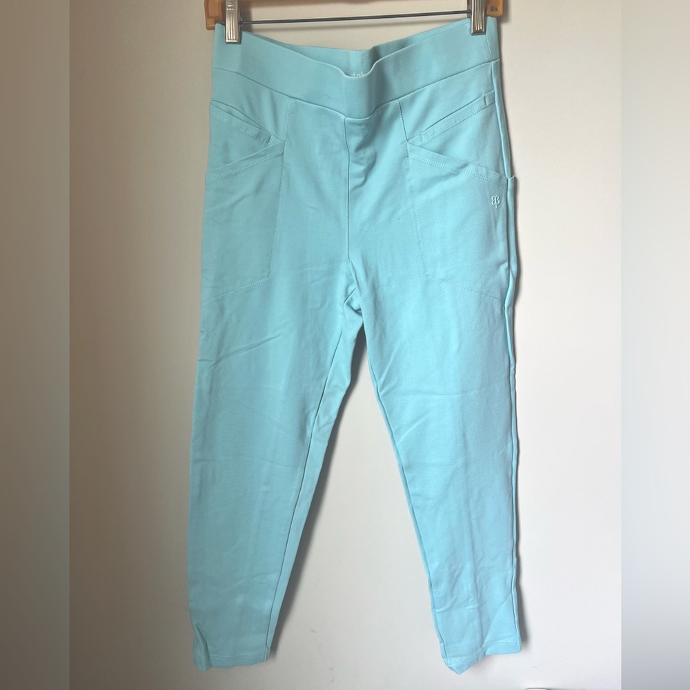 Betabrand Women’s Crop Yoga Dress Pants- Light Blue